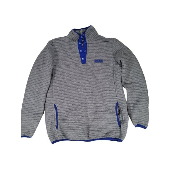 Women's Simply Southern Ribbed Pullover with Snaps and Front Pockets Grey Size S - Picture 1 of 3